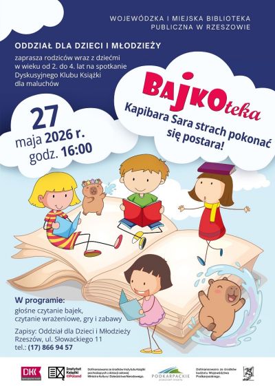 Grafika promująca spotkanie dla dzieci Kapibara Sara